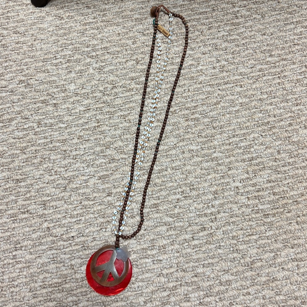 Lucky Brand Red and Brown Pendant Necklace